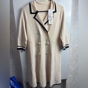 Goelia Fitted Double-Breasted V-Neck Mini Dress, Off‎ White